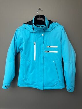 Obermeyer Ladies Size 6 Bright Turquoise Hooded Ski Jacket